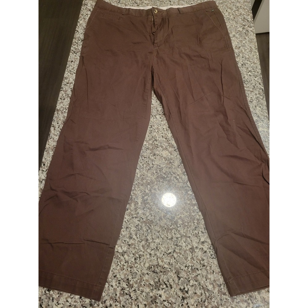 Roundtree & Yorke Casuals Mens 42x32 Brown Classic Fit Cotton Chino Pants 42w
